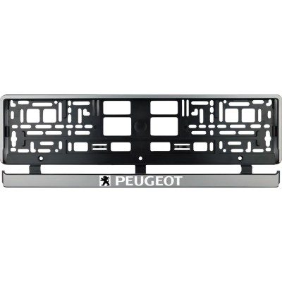 Set 2 bucati, suport numar inmatriculare argintiu Peugeot foto