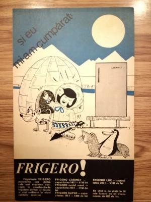 1974, Reclamă frigider FRIGERO, 17 x 24 cm, comunism, epoca de aur foto