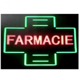 Reclama Luminoasa Panou LEDuri Caseta Neon Cruce Farmacie 48x23cm KNH