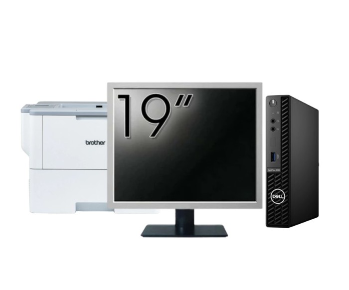 Pachet Calculator Second Hand DELL OptiPlex 3090 Mini PC, Intel Core i3-10105T 3.00 - 3.90GHz, 8GB DDR4, 256GB SSD + Monitor 19&amp;quot; + Imprimanta Bro