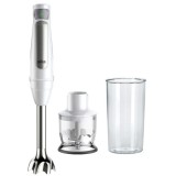 Mixer vertical Braun MQ7020WH, 1000 W, Pahar gradat 0.6 l, Tocator 0.35l,Viteza variabila, Alb