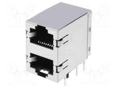 Conector RJ45 TE Connectivity Cat 5 ecranat 8 pini THT pentru PCB foto