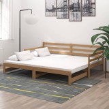 Cumpara ieftin Pat extensibil de zi, maro miere, 2x(90x200) cm lemn masiv pin