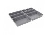 Organizator modular pentru sertar, plastic, inaltime 5 cm, 8 recipiente, gri inchis, Oem