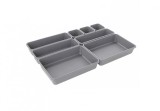 Organizator modular pentru sertar, plastic, inaltime 5 cm, 8 recipiente, gri inchis, Oem