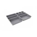 Organizator modular pentru sertar, plastic, inaltime 5 cm, 8 recipiente, gri inchis