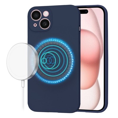 Husa silicon iPhone 15 Techsuit SoftFlex MagSafe, bleumarin foto