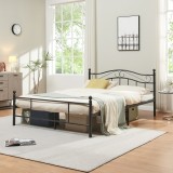 Pat metalic Florenta 140x200 cm, negru mat, stil elegant