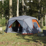 Cort de camping, 10 persoane, gri si portocaliu, 443x437x229 cm GartenMobel Dekor, vidaXL