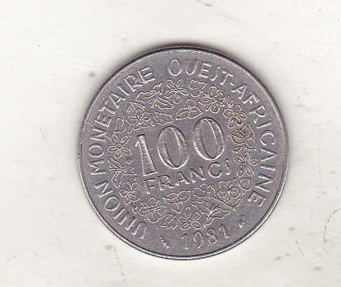 bnk mnd Africa de Vest 100 franci 1981