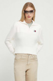 Tommy Jeans pulover femei, culoarea bej, cu turtleneck