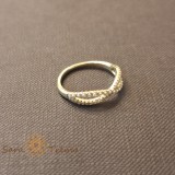 Inel dublu cu zirconia albe si perle eco - placat 14k