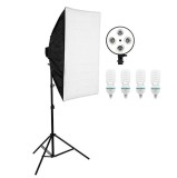 Cumpara ieftin Softbox cu soclu de 4 becuri, trepied reglabil 200 cm, 4 becuri de 150W