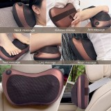 Pernă Masaj Relax, 4 Noduri Rotative, Funcție Oprire Automată, Cu Curea Fixare, Negru-Cupru, Miscare de rotatie, Oem