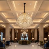 Candelabru din Cristal KONIG Supremo Auriu, 24xE14, D100 cm, Inaltime Reglabila