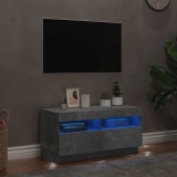 vidaXL Comodă TV cu lumini LED, gri beton, 80x35x40 cm