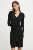 Karl Lagerfeld Jeans rochie culoarea negru, midi, mulată, A1W13039