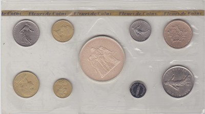 Franta set monetarie 1975 cu 50 franci argint foto