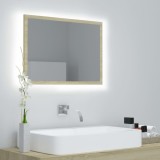 VidaXL Oglindă de baie cu LED, stejar sonoma, 60x8,5x37 cm, acril