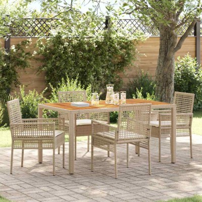 vidaXL Set de masă pentru grădină 5 pcs Bej Rattan poli 3334919 foto