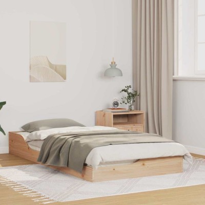 vidaXL Cadru de pat de podea Maro 90 x 190 cm Lemn masiv de pin 873394 foto