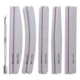 Set 11 piese, 10 pile pentru unghii si curatator, granulatie 100, 180, multicolor