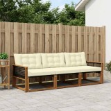 vidaXL Set de canapele de exterior cu pernă 3 pcs Natural și Crem 3381214