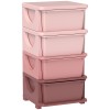HOMCOM Cutii de depozitare pentru copii, 4 sertare, muchii rotunjite, design ridicat, 37x37x76 cm, Roz | Aosom Romania