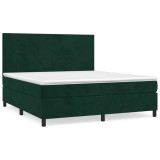 Cumpara ieftin Pat box spring cu saltea, verde inchis, 160x200 cm, catifea