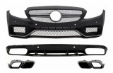 Bara Fata cu Difuzor Bara Spate si Ornamente Cromate Mercedes C-Class C205 A205 Coupe Cabriolet (2014-2019) C63S Design Performance AutoTuning