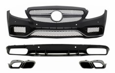 Bara Fata cu Difuzor Bara Spate si Ornamente Cromate Mercedes C-Class C205 A205 Coupe Cabriolet (2014-2019) C63S Design Performance AutoTuning