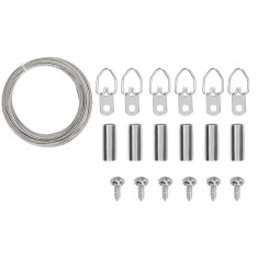 Set 20 de piese, sarma si accesorii pentru agatat tablouri Chala, otel inoxidabil, argintiu