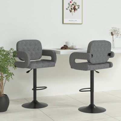 Scaune de bar, 2 buc., gri deschis, material textil foto