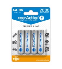 4x baterii reincarcabile everActive Silver Line R6/AA Ni-MH 2000 mAh-Conținutul pachetului 1x Blister
