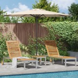 Lounge-uri vidaXL 2 pcs cu masă din lemn masiv de tec, Lounge vidaXL cu roți 207x58x35 cm Lemn masiv de acacia și oțel inoxidabil