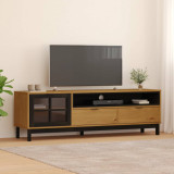 VidaXL Comodă TV cu ușă din sticlă &bdquo;FLAM&rdquo; 158x40x50 cm, lemn masiv pin