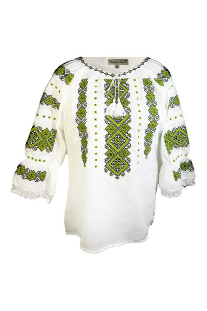 Bluza tip ie dama R46, alb/verde , marimea 5XL