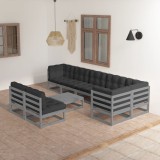 vidaXL Set mobilier de grădină cu perne, 9 piese, lemn masiv de pin 3076671