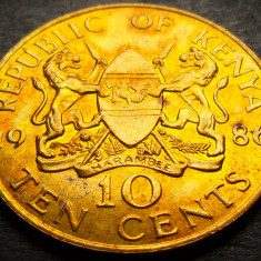 Moneda exotica 10 CENTI - KENYA, anul 1986 *cod 4158 A = UNC luciu de batere