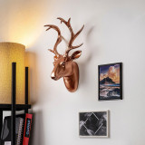 Decoratiune de perete, Bust of Deer, 26x38x17 cm, Poliester, Bronz