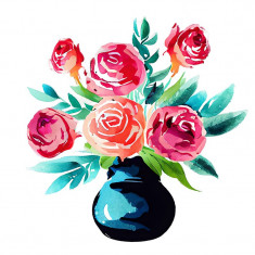 Sticker decorativ, Buchet de Flori, Roz, 61 cm, 8240ST