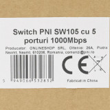 Switch PNI SW105, 5 x 10/100/1000 Mbps, Gigabit, carcasa metalica