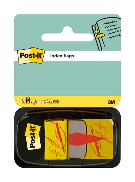 Index &quot;Semneaza aici&quot; Post-it 25,4 mm x 43.2 mm 50 file in dispenser Index Post-It 3M plastic &quot;Semneaza aici&quot;