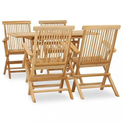 vidaXL Set mobilier de exterior, 5 piese, lemn masiv de tec 44686 foto