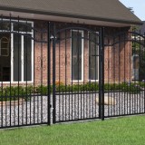 vidaXL Poartă gard cu v&acirc;rf negru 103x200 cm oțel vopsit electrostatic