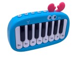 Pian muzical pentru copii - model albastru cu cornițe roz