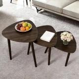 Set 3 masute triunchiulare de cafea pentru living, dormitor, birou, balcon 3 inaltimi diferite, design minimalist