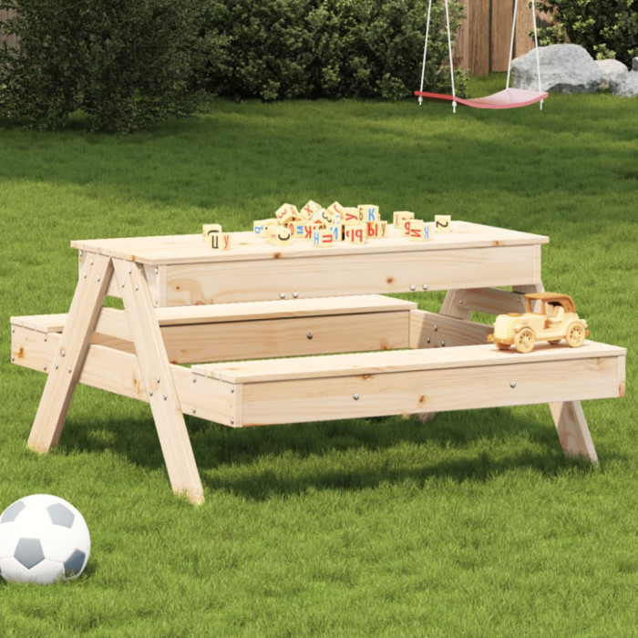 Gossi masa de picnic cu groapa de nisip pentru copii, lemn masiv pin