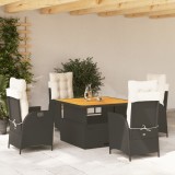 Cumpara ieftin Gossi set mobilier de gradina cu perne, 5 piese, negru, poliratan