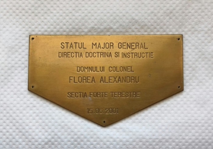 PLACHETA STATUL MAJOR GENERAL